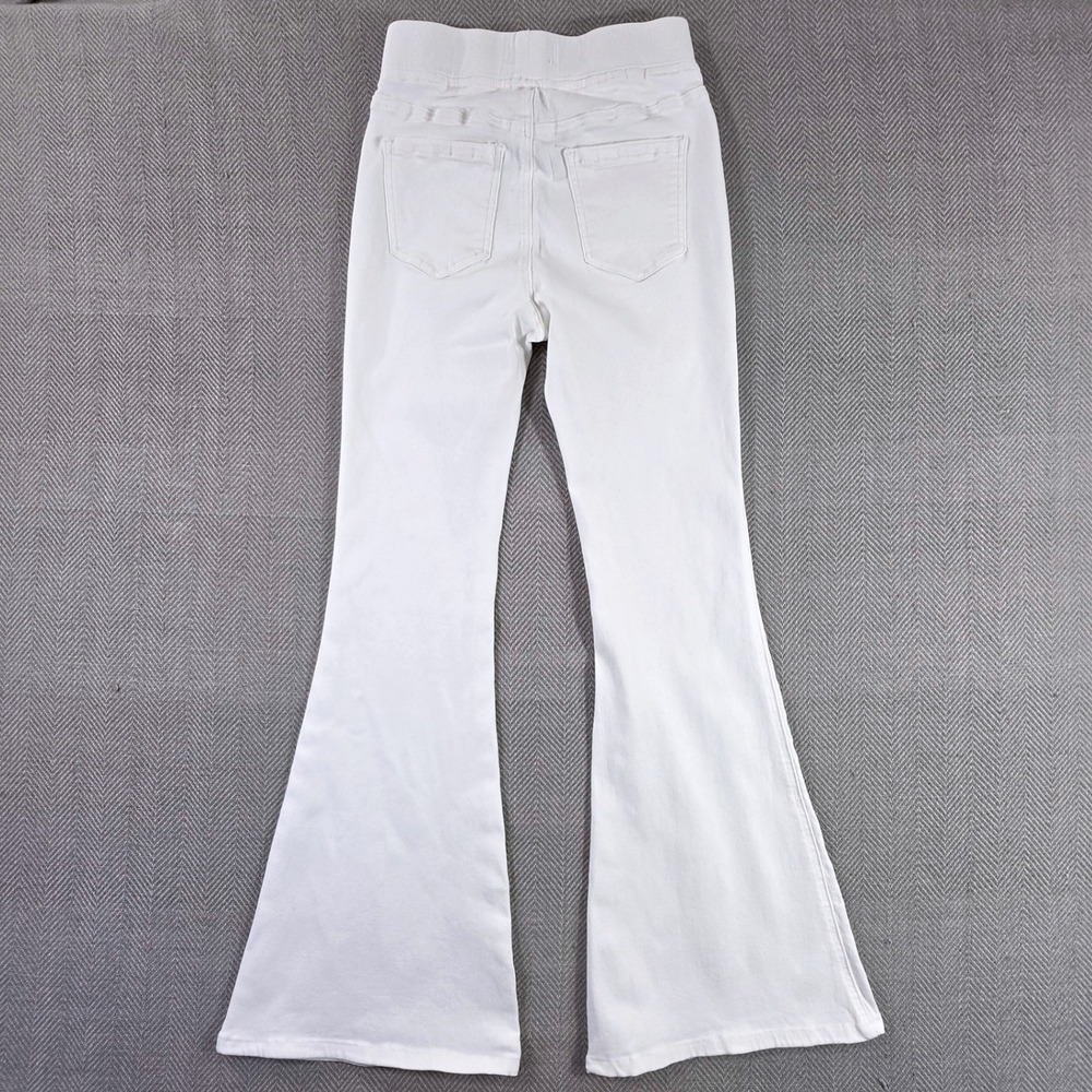 Mud Pie White Pull-On Flare Leg Stretch Denim Jeans Women's Size S Coastal Boho